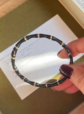 钛钢手镯 珐琅滴釉轻奢竹节手镯女INS风高级设计感手环不褪色