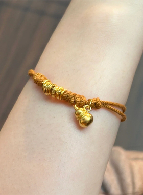 铜合金手链 棕绳葫芦手链女高级感小众设计精致福禄手绳配饰品