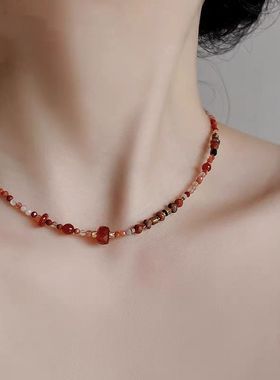 钛钢项链 新中式小众复古百搭串珠项链女显白夏季锁骨链不褪色