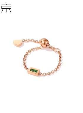 钛钢戒指 小众设计戒指女日韩个性软链指环可调节食指戒冷淡风