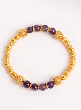 铜合金手链 紫色盘缠手链女轻奢高级感精致手串新中式国潮风手饰