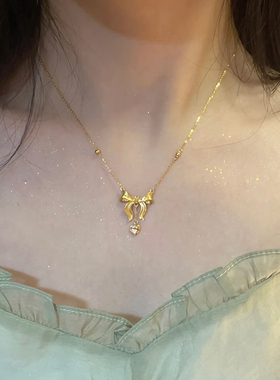 钛钢项链 在逃公主蝴蝶结项链女百搭轻奢时尚气质锁骨链不掉色