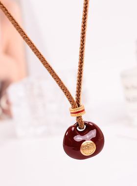 铜合金项链 新中式小胖福元宝项链女长款新年毛衣链配饰不褪色