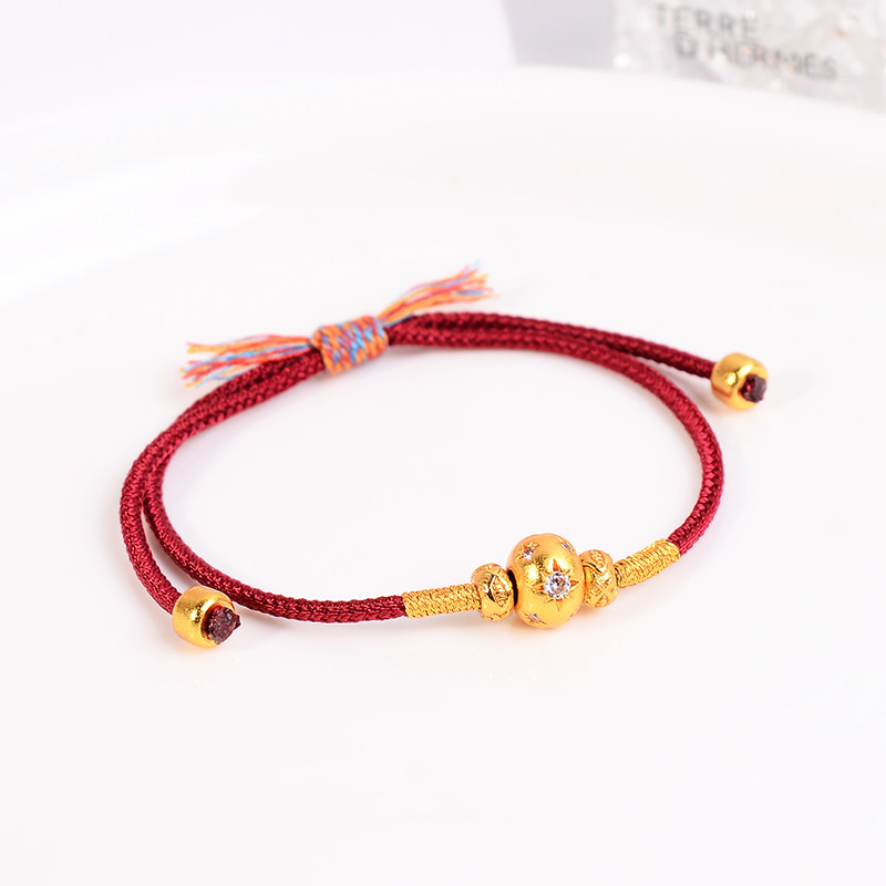 铜合金手链 新中式六芒星拉丝球红绳手链女精致编织手绳新年配饰,饰品/流行首饰/时尚饰品新,手链,淘宝优惠券,粉丝福利购,淘宝优惠卷