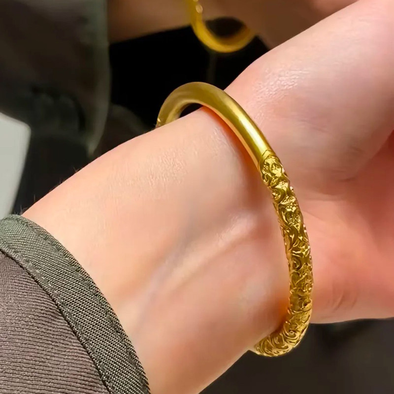 铜合金手镯 新中式卷草纹手镯女素圈实心闭口唐草纹镯子百搭手环,饰品/流行首饰/时尚饰品新,手镯,淘宝优惠券,粉丝福利购,淘宝优惠卷