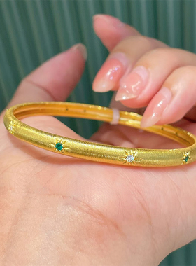 铜合金手镯 拉丝工艺星芒卡扣手镯女高级感百搭手环气质时尚镯子