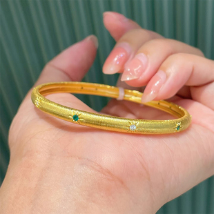 铜合金手镯 拉丝工艺星芒卡扣手镯女高级感百搭手环气质时尚镯子