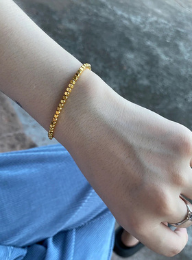 钛钢手链 洗手可戴 百搭小方糖手链女ins小众设计手串不掉色