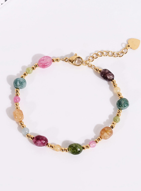 钛钢手链 小众设计感彩色珠珠手链女轻奢高级感手串水洗不褪色