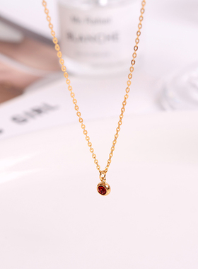 钛钢项链 迷你红色小豆豆项链女高级感简约新款锁骨链叠戴配饰品