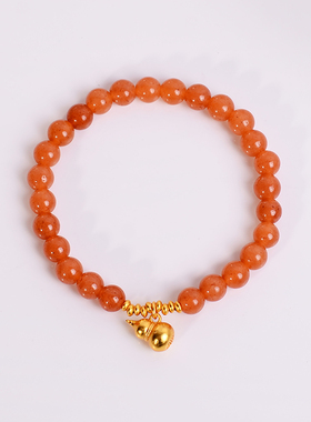 铜合金手链 柿子红算盘珠小葫芦手链女新中式福禄手串手饰品叠戴