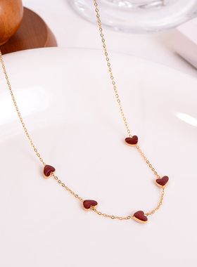 钛钢项链 小众爱心精致项链女轻奢高级感小红心锁骨链配饰不褪色
