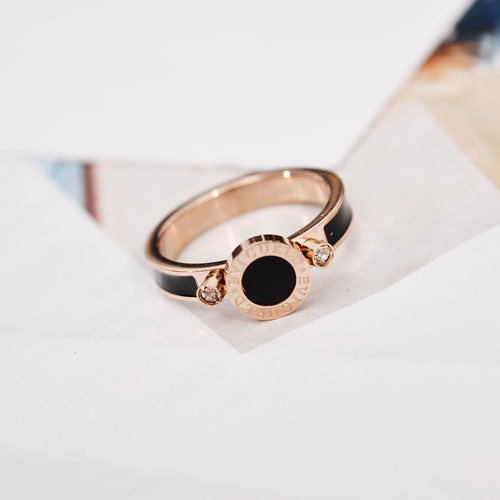 精品钛钢个性黑色圆形食指环戒指