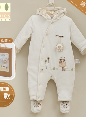 英国natures purest连体衣婴儿秋冬彩棉爬爬服男女宝宝厚款