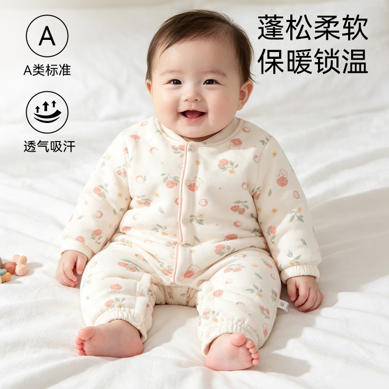 婴幼儿连体衣宝宝爬服哈衣秋冬款新生儿婴儿衣服男女宝透气吸汗