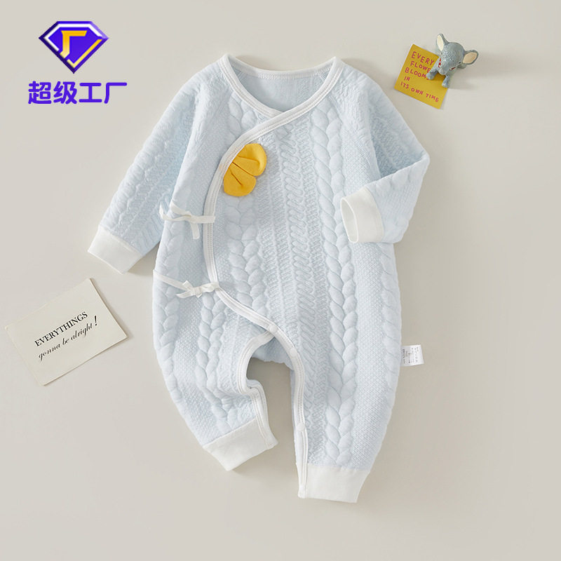 新生婴儿连体衣纯棉春秋冬保暖睡衣初生宝宝夹棉爬服秋装衣服无骨