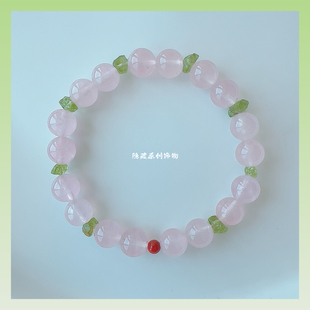 【苏春纪】原创天然粉晶橄榄石南红手串女高级甜美小众桃花新中式