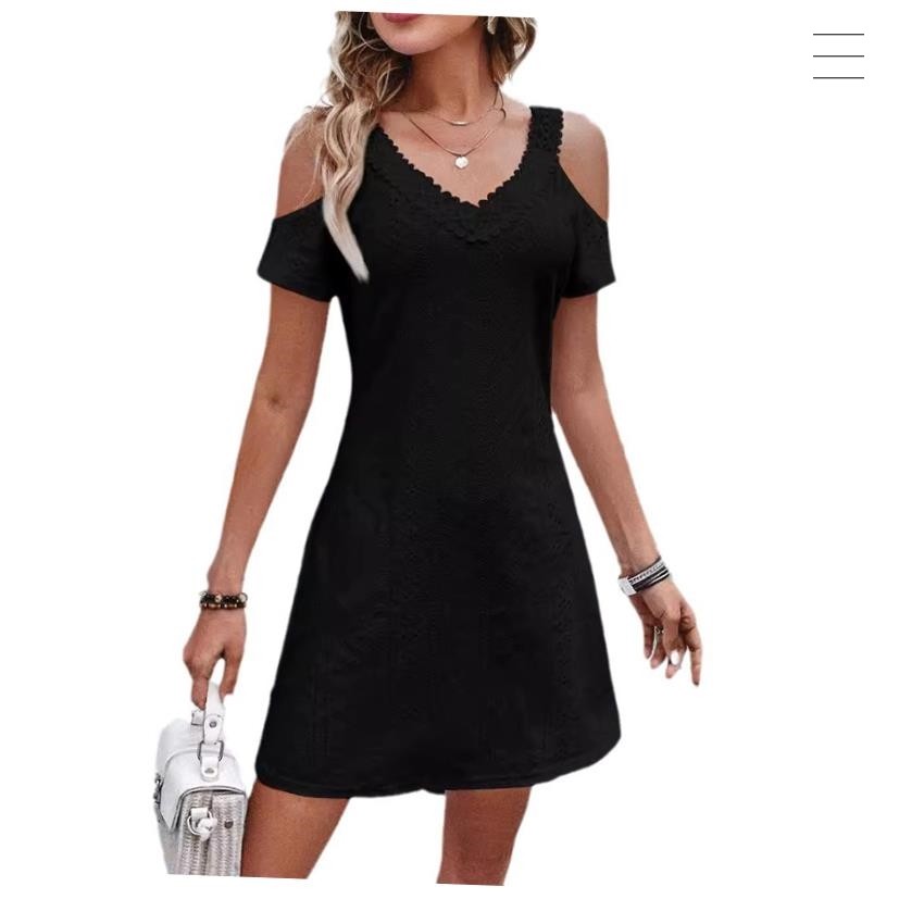 Women off the shoulder short elegant dress White dress连衣裙