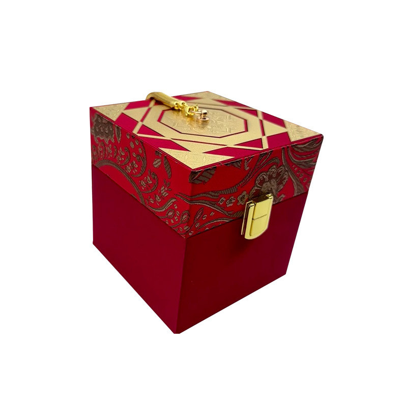 厂家新中式翻盖婚庆珠宝盒复古首饰收纳木盒手工精美烫金深圳定制