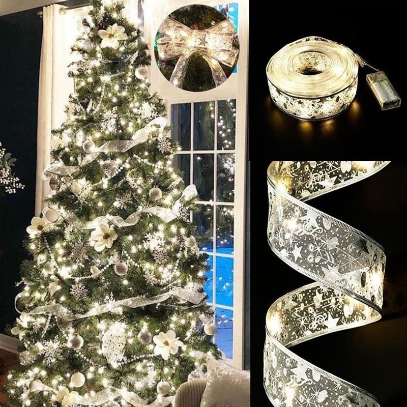 Christmas Tree Decorations String Lights 32ft Ribbon Lights