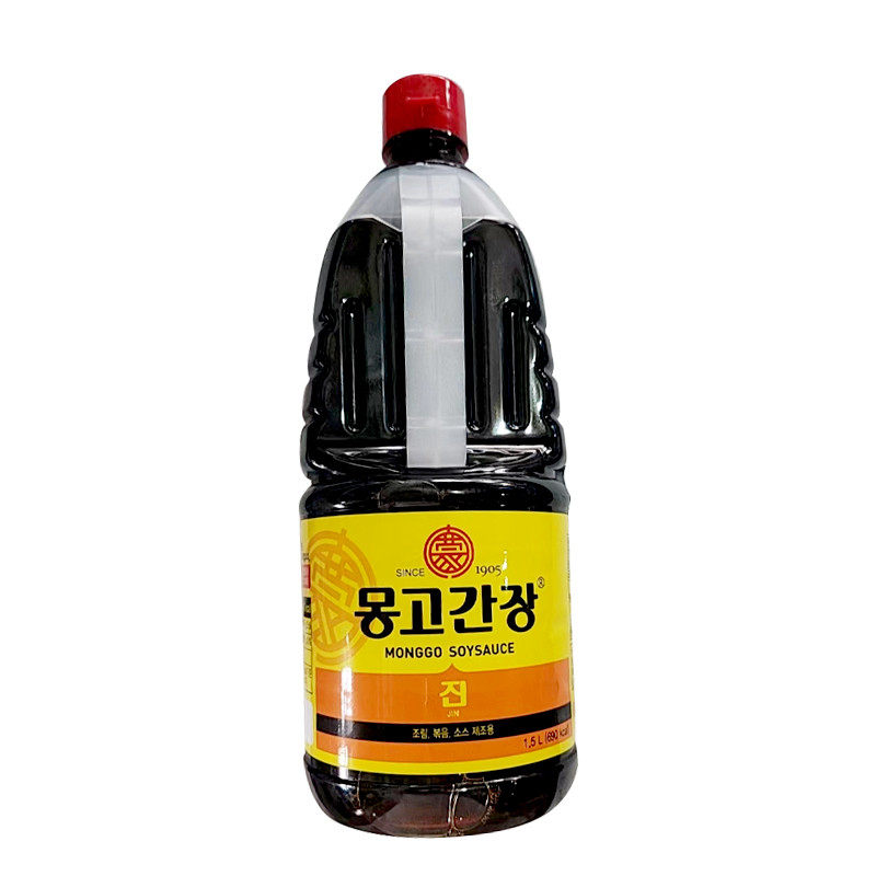 新货韩国原装进口梦古珍调味酱油蒙古真酱油1.5l大桶韩餐料理餐饮