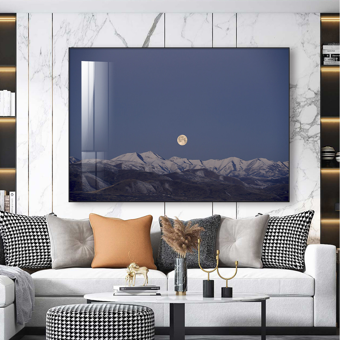 轻奢现代简约大气挂画摄影风景高级感装饰画2022新款客厅免打孔画图片