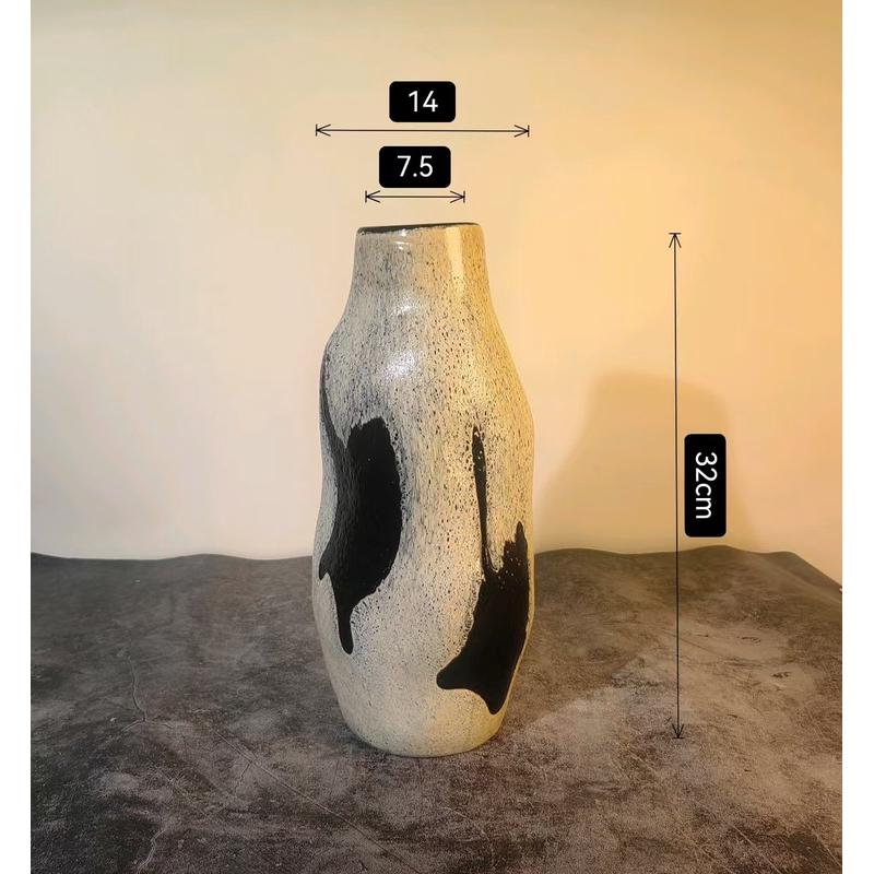 诧寂风格干花花器复古风黑棕色插干枝家居装饰品玻璃花瓶莲蓬