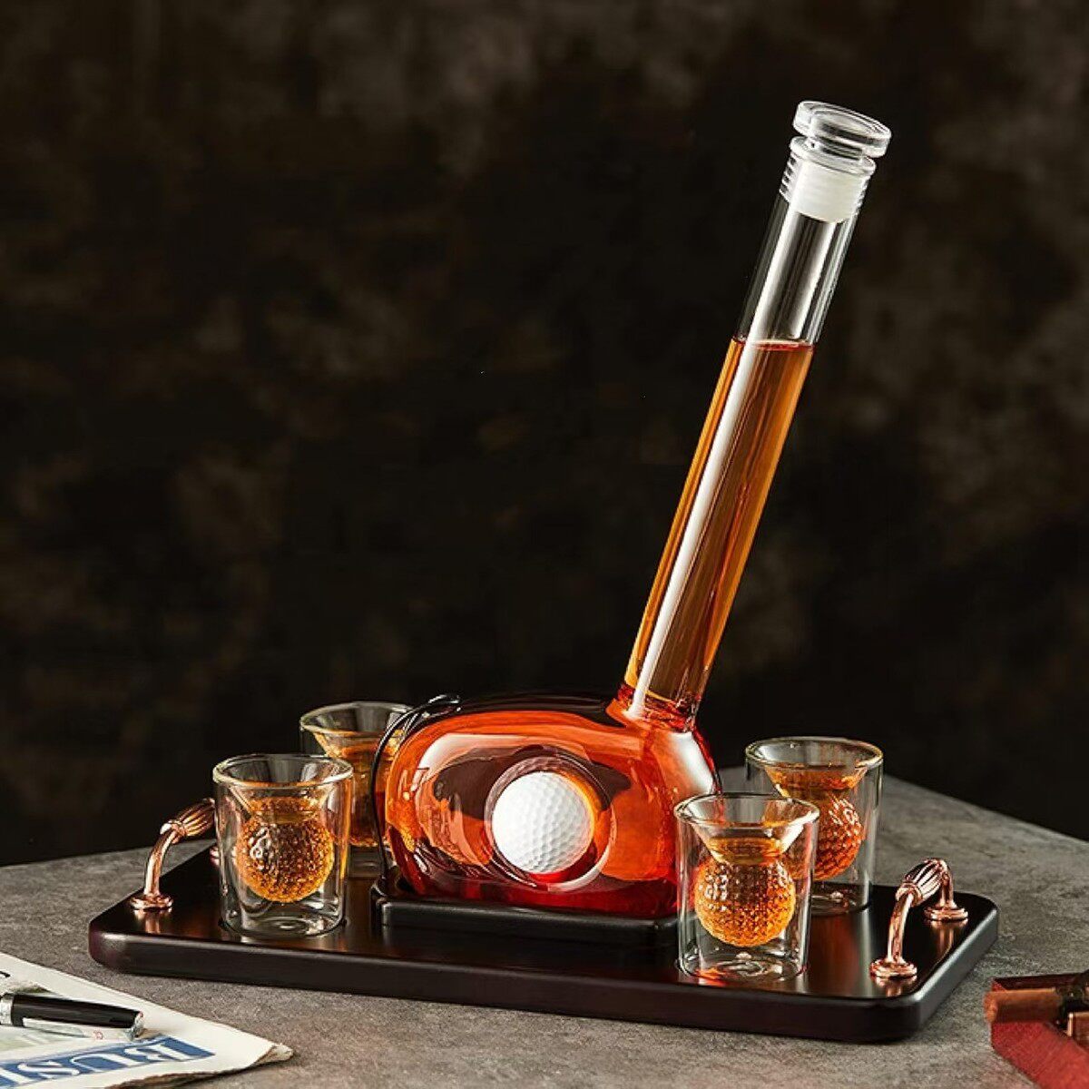 批发高尔夫醒酒器个性透明高泡酒器家用创意泡酒瓶玻璃硼硅醒酒瓶