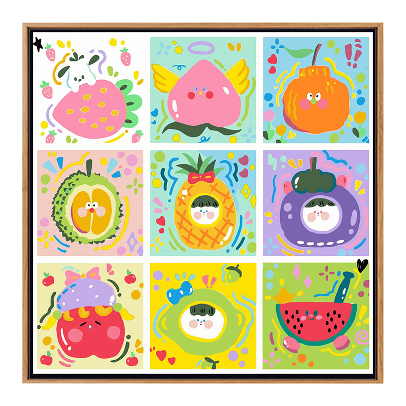 多巴胺卡通水果diy数字油画手绘填色涂鸦绘画手工涂色填充装饰画图片
