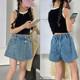 大E小e2024夏装 潮7303 女孩斜扣洋气牛仔裙裤 新款 韩版