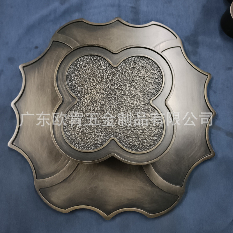 广东欧肯五金中式仿古玻璃门拉手半圆形祥云大门拉手古铜雕刻镂空