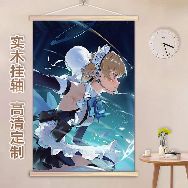 碧蓝档案飞鸟马时挂画实木挂轴二次元周边海报男生宿舍装饰画