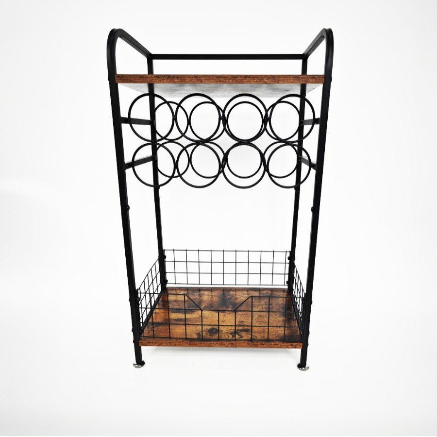 葡萄酒酒架3层铁艺洋酒小型酒瓶架迷你酒柜转角落地式吧台架