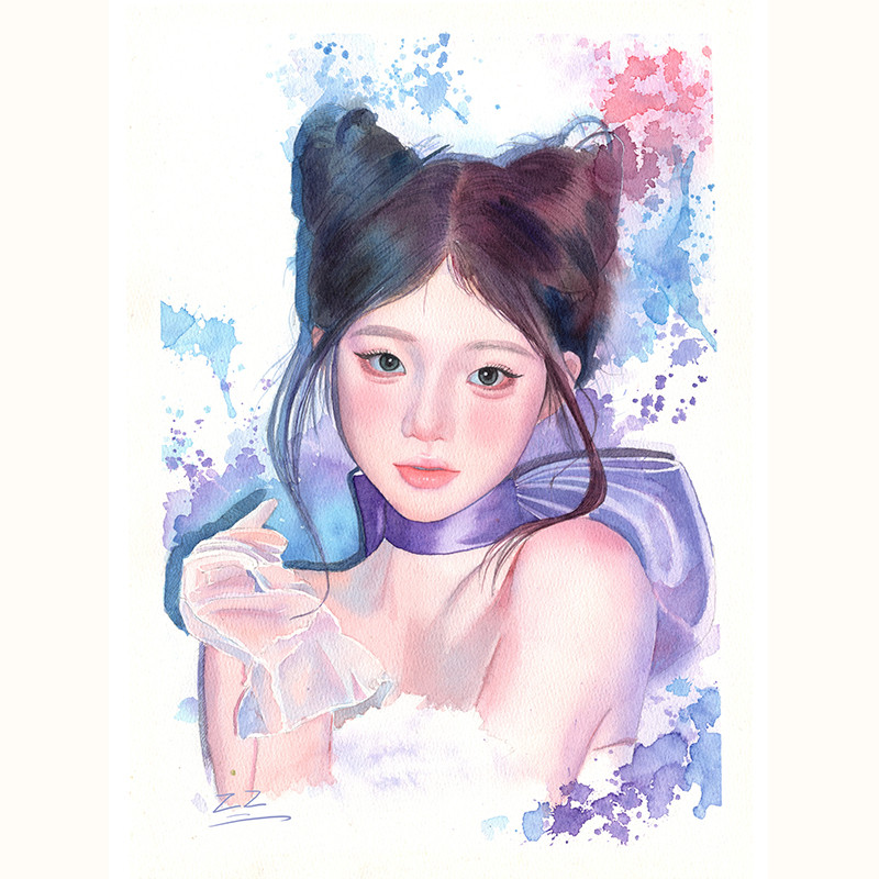 水彩画像素描画纯手绘照片转真人代画定制头像写实装饰画肖像礼物图片