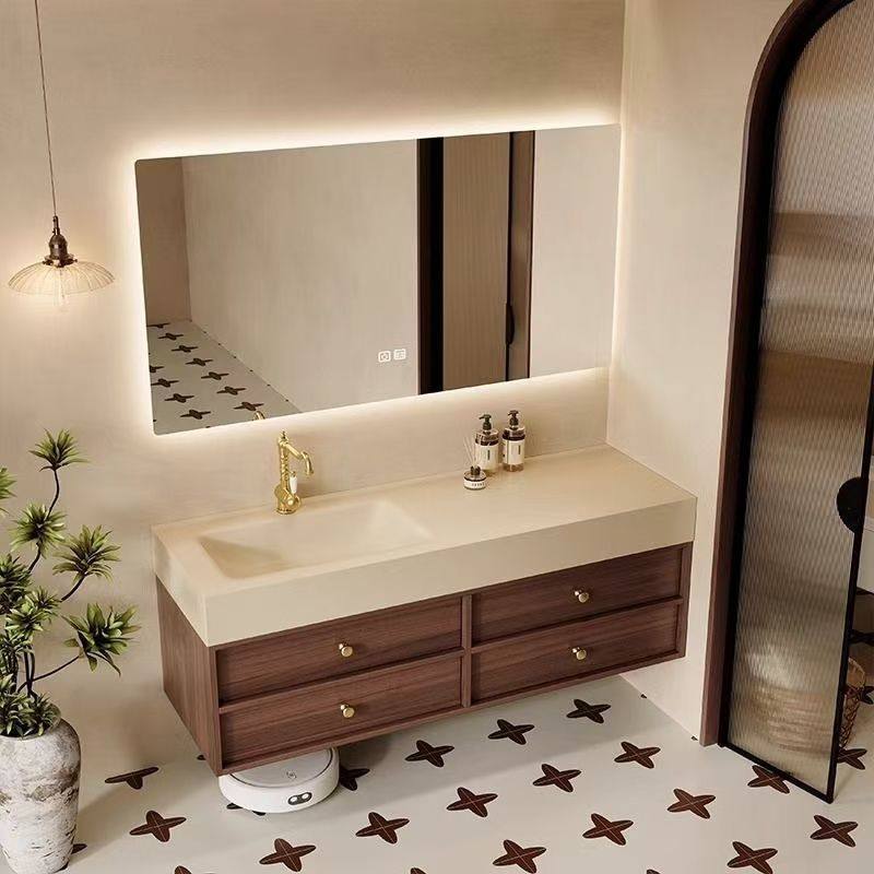 中古风岩板热弯无缝一体盆洗脸池卫生间洗漱台洗手浴室柜组合,家装主材,浴室柜组合,淘宝优惠券,粉丝福利购,淘宝优惠卷