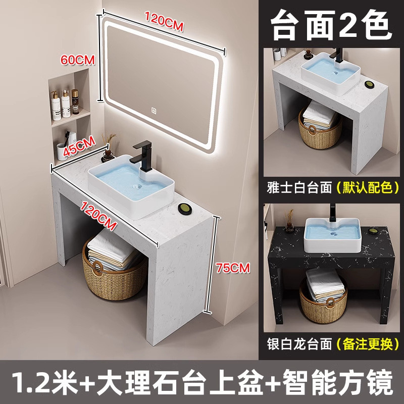 酒店立柱防水大理石厕所落地式洗手脸盆卫生间免打孔洗漱台柜耐用
