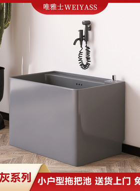 2025新款摩登灰色家用拖把池小号阳台洗拖布池卫生间落地式墩布池