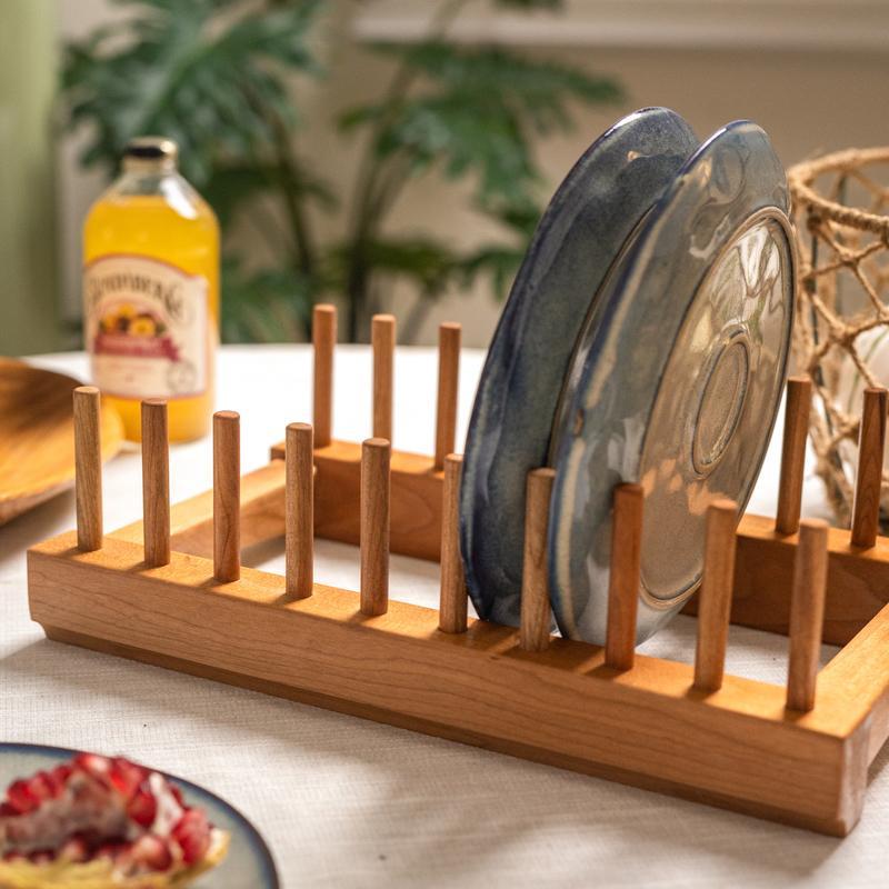 掬涵实木盘子展示支架收纳架水杯碟盘沥水架置物架茶饼陶瓷盘架子