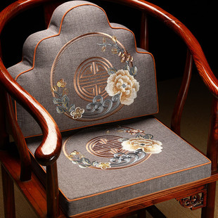 新中式椅子垫红木枕靠背一体靠山椅坐垫实木圈椅座垫罗汉床云朵枕