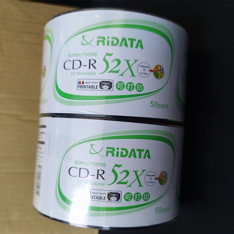 RITEK铼德可打印CD-R光盘水蓝红胶黑胶车载音乐空白VCD刻录光碟片