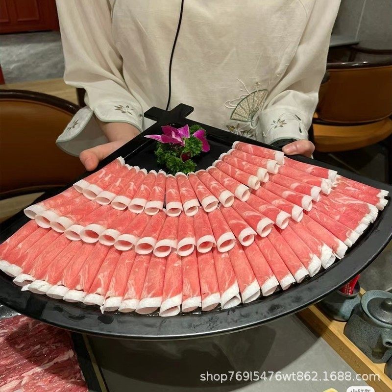 中式扇形密胺仿瓷干冰盘子创意特色老北京火锅店装羊肉卷专用餐具,餐饮具,餐用托盘,淘宝优惠券,粉丝福利购,淘宝优惠卷