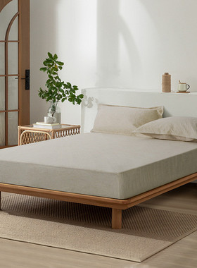 ins风天丝亚麻床笠枕套加厚绗缝三件套夏季新款床垫保护套批发