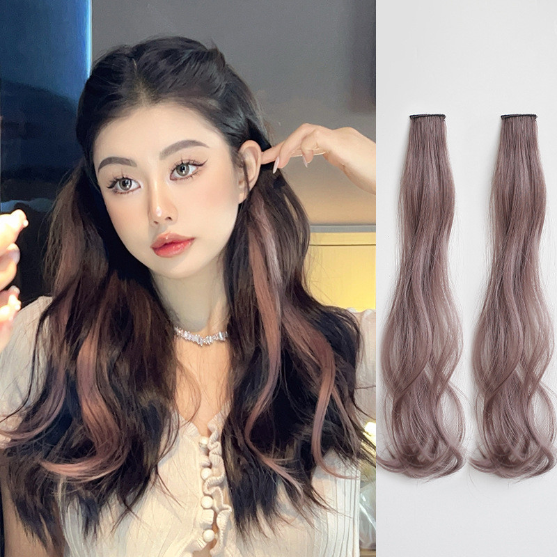 卷发挂耳染发片一片式仿真发彩色接发片粉色挑染假发片假发女长发