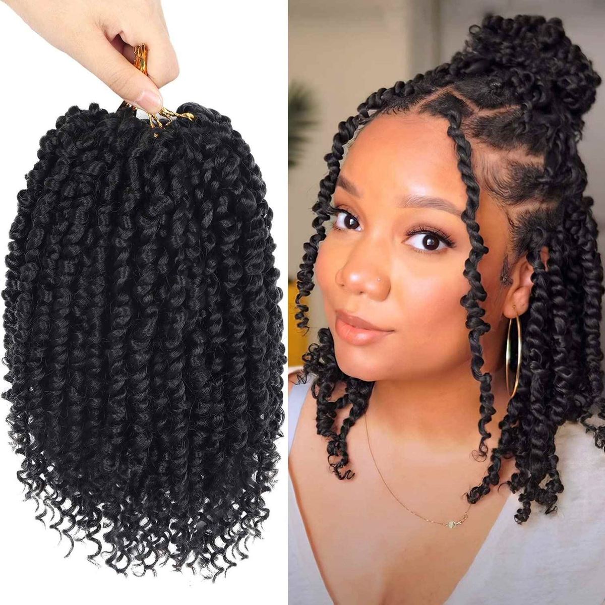 8 Packs Passion Twist Short Crochet Hair 10 Inch Pre-twisted