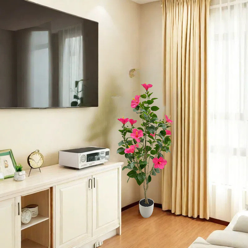 仿真茶花树人造花卉仿真ins轻奢绿植办公室庭院客厅大型落地盆栽