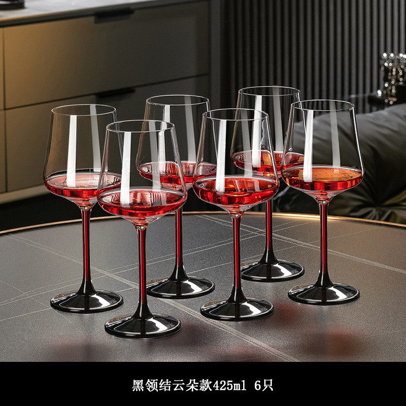 轻奢高档杯架红酒杯套装家用醒酒器一体水晶玻璃葡萄酒高脚杯酒具
