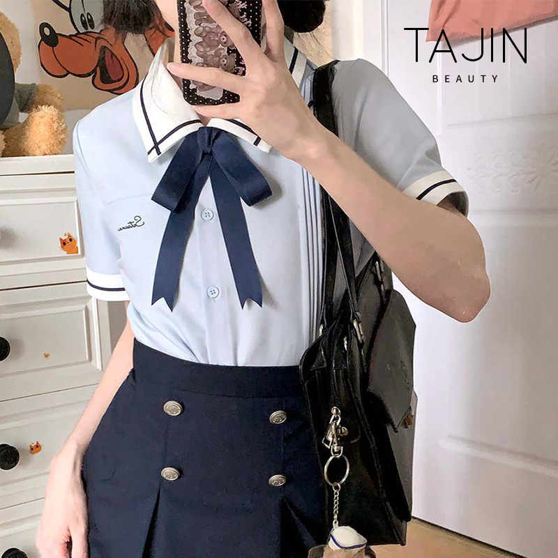 速发jk领结女水手服制服学士服学生毕业照上衣衬衫通勤气质别针配