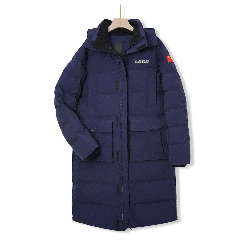 加工定制2025冬季鹅绒长款服可拆卸帽防寒蓄热保暖舒适企业团体服