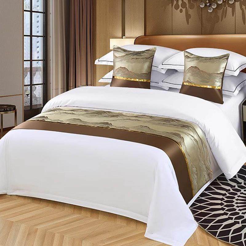 高档酒店宾馆民宿床上用品简约现代床盖床裙床尾巾靠垫
