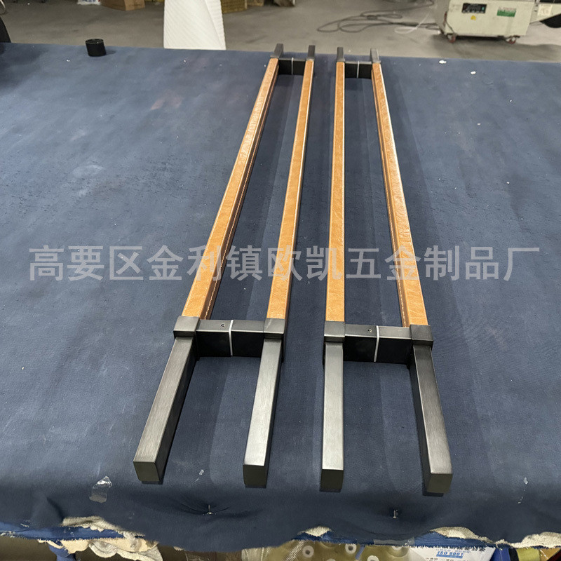 欧玻璃门把手定制不锈钢拉手加厚中式大门拉手皮革简约别墅展会凯